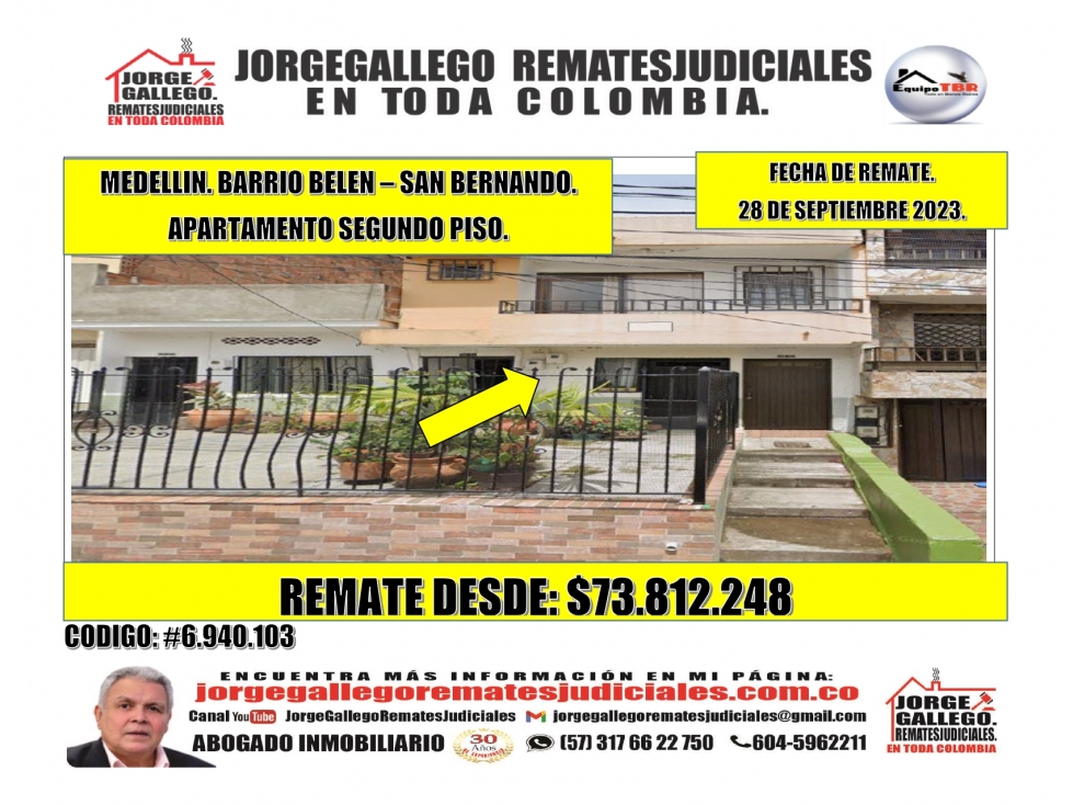 Remate. Medellin. Barrio Belen - San Bernado. Apartamento.