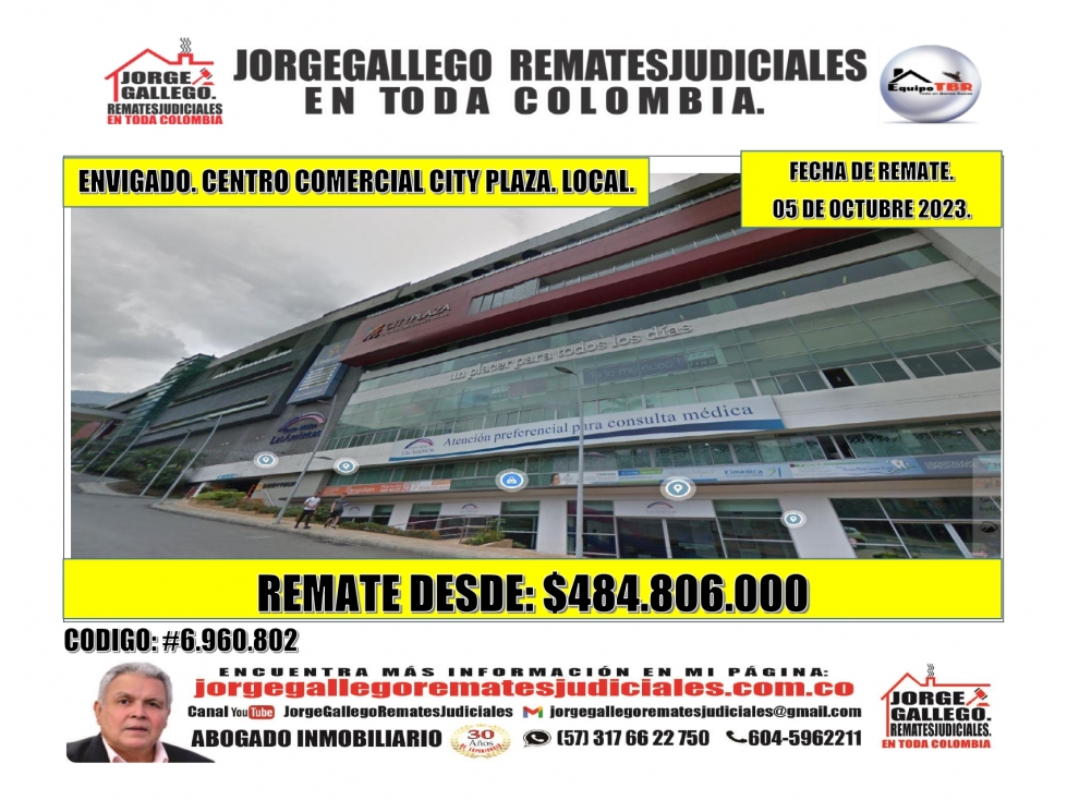 Remate. Envigado. Centro comercial City Plaza. Local.