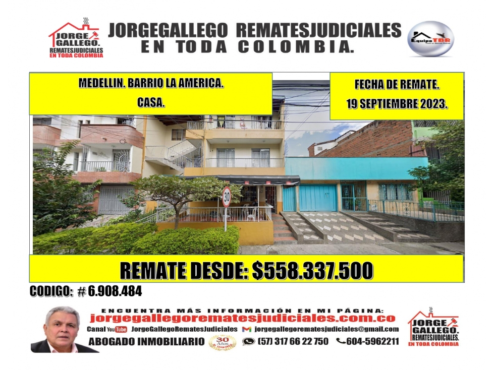 Remate. Medellin. Barrio la America. Casa.