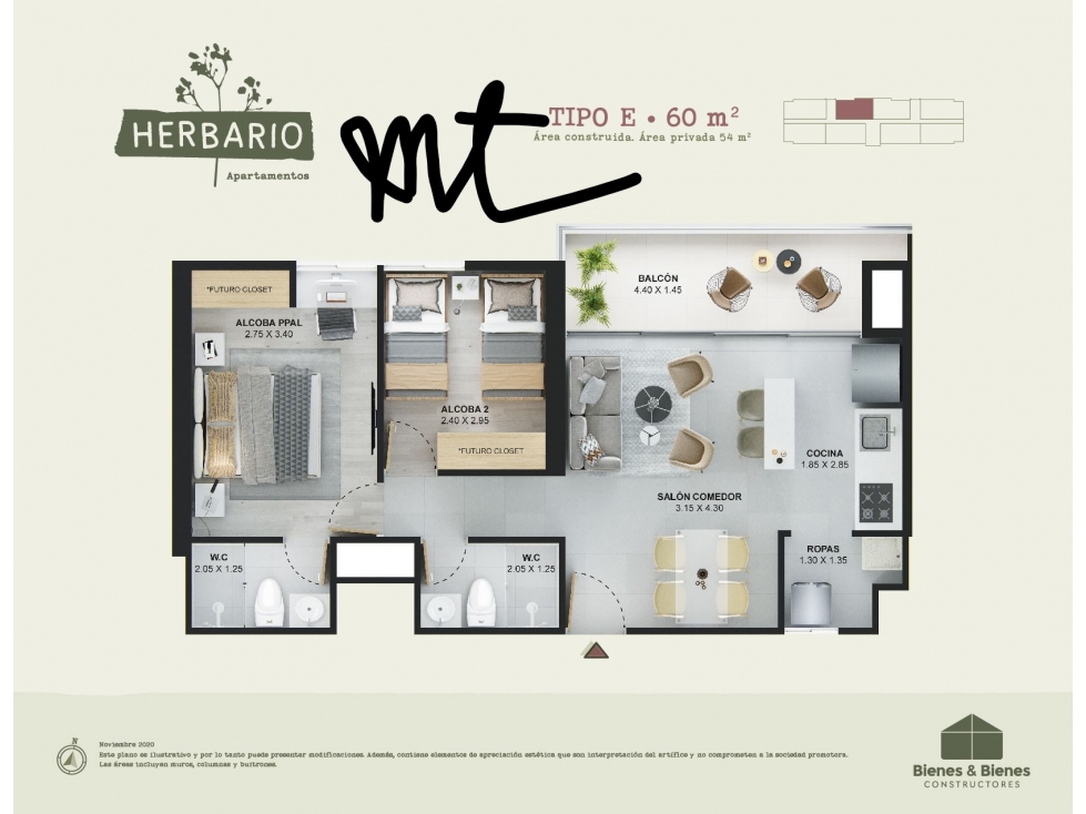 Cesión de apartamento proyecto Herbario, Fátima, Itagüí