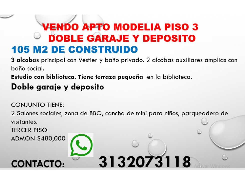 VENDO APTO MODELIA  105 MTS MAS GARAJE DOBLE Y DEPOSITO