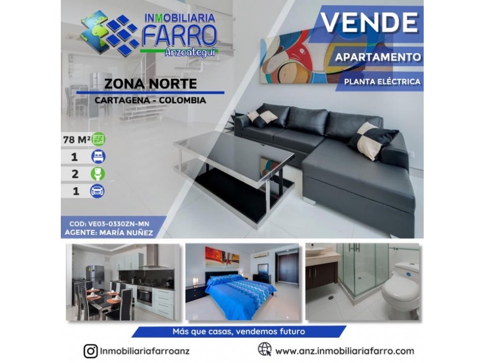 EN VENTA APARTAMENTO EN ZONA NORTE CARTAGENA VE03-0330ZN-MN