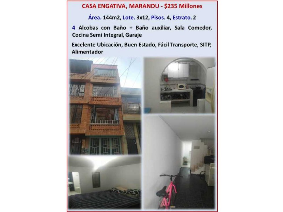 VENTA CASA DE CASA MARANDU ENGATIVÁ